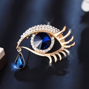 Elegant Gold and Blue Eye Brooch. Lucky brooch. Protective brooch 🧿